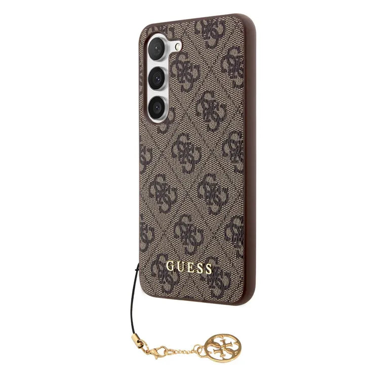 Guess 4G Charms hátlap Samsung Galaxy S23 barna borítóhoz