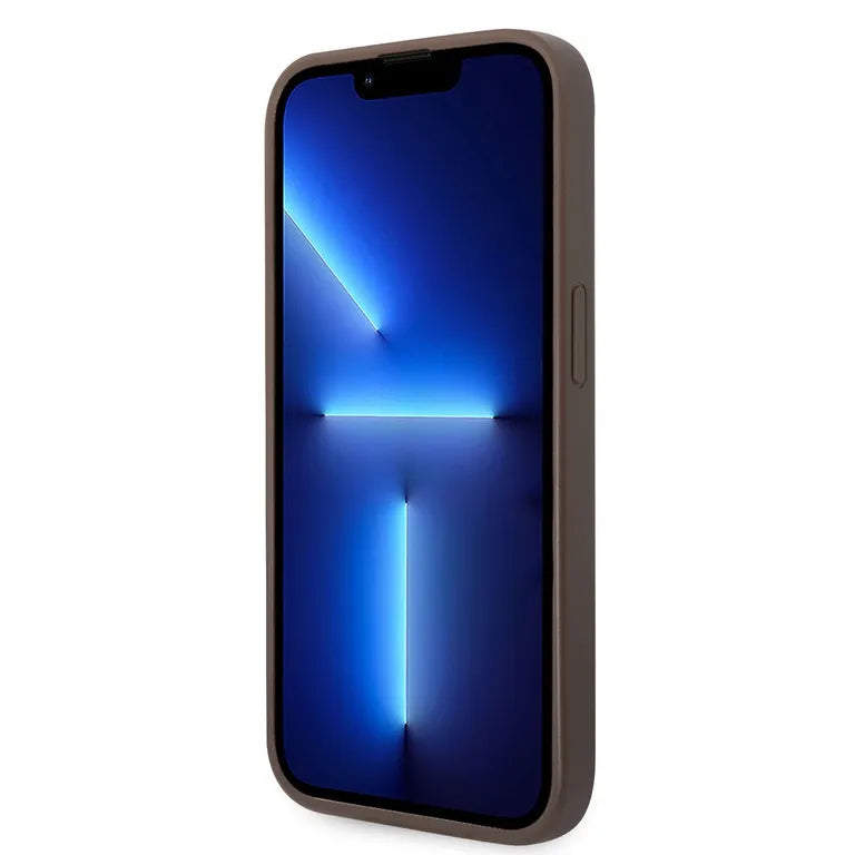 Guess 4G csíkos hátlap iPhone 14 Pro készülékhez Barna