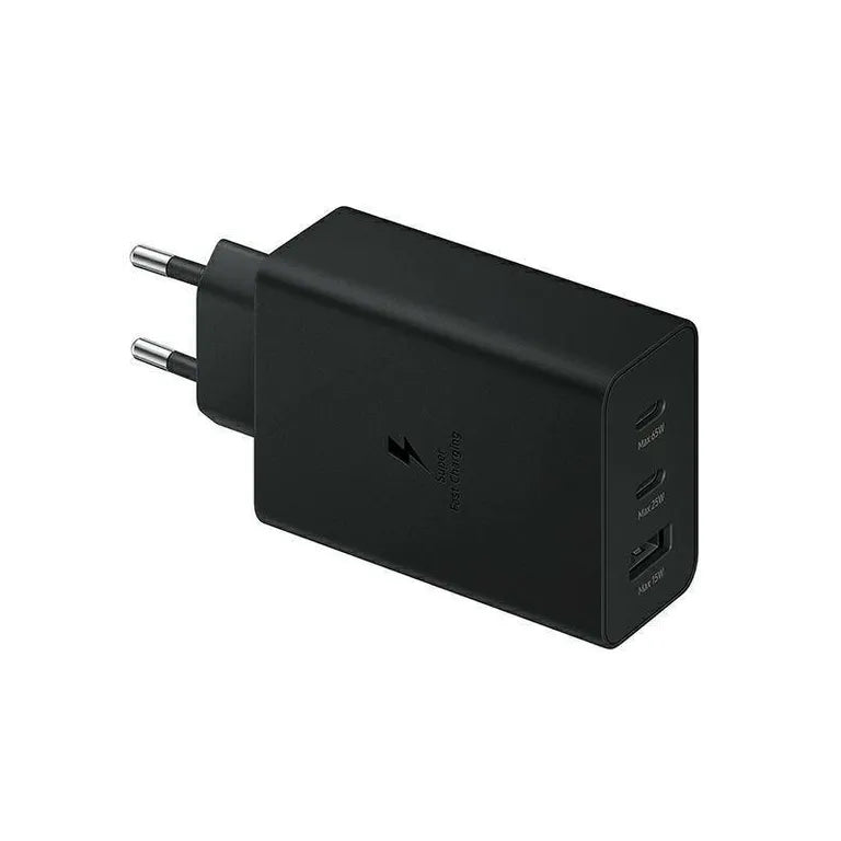 Hálózati töltő. Samsung EP-T6530NB PD 65W 3in1 2xUSB-C 1xUSB-A fekete/fekete