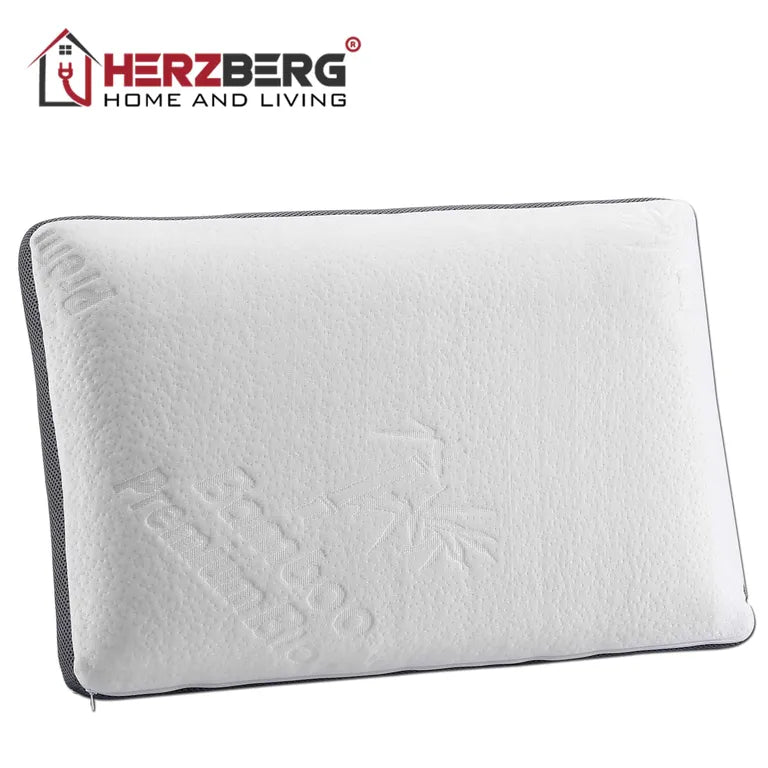 Herzberg Antiallergén bambusz memóriahabos párna, 60cm x 40cm x 12cm, fehér