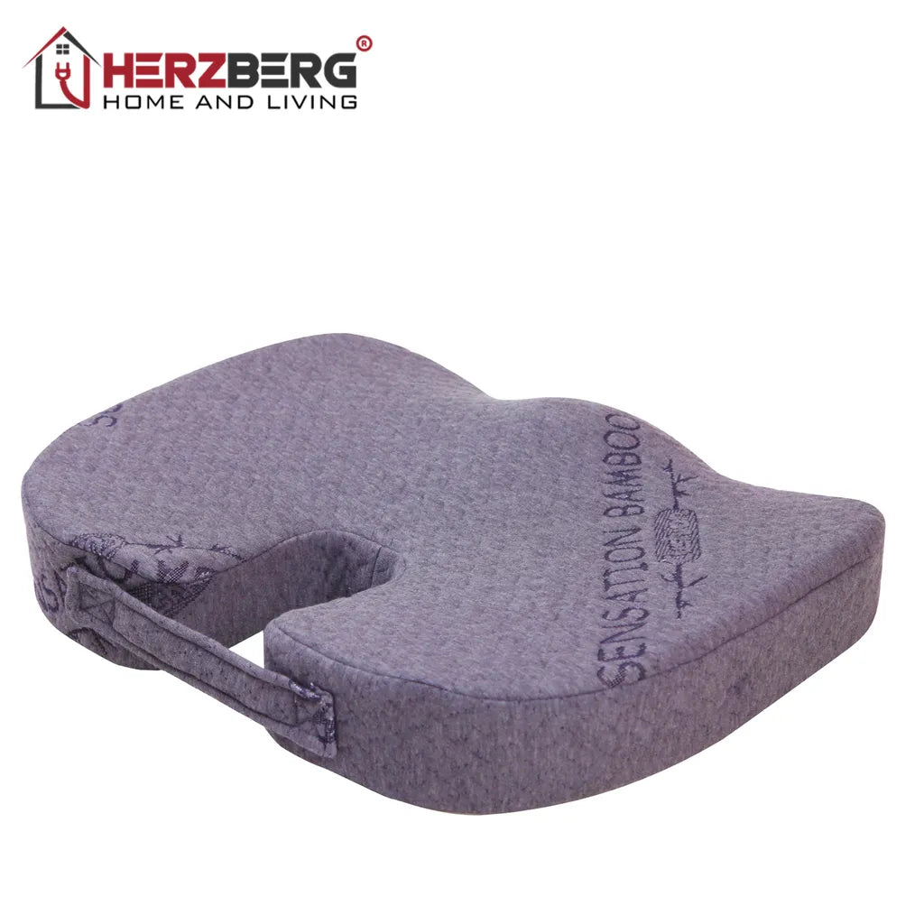 Herzberg bambusz ülőpárna memóriahabbal, 45cm x 30cm x 6.4cm, szürke
