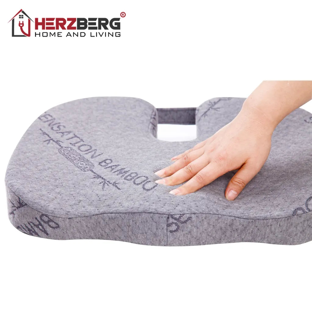 Herzberg bambusz ülőpárna memóriahabbal, 45cm x 30cm x 6.4cm, szürke