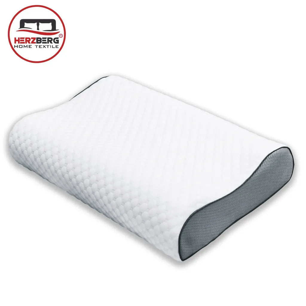 Herzberg Ergonomikus  memóriahabos párna, bambusz szövet, 60x40x12/10cm, fehér