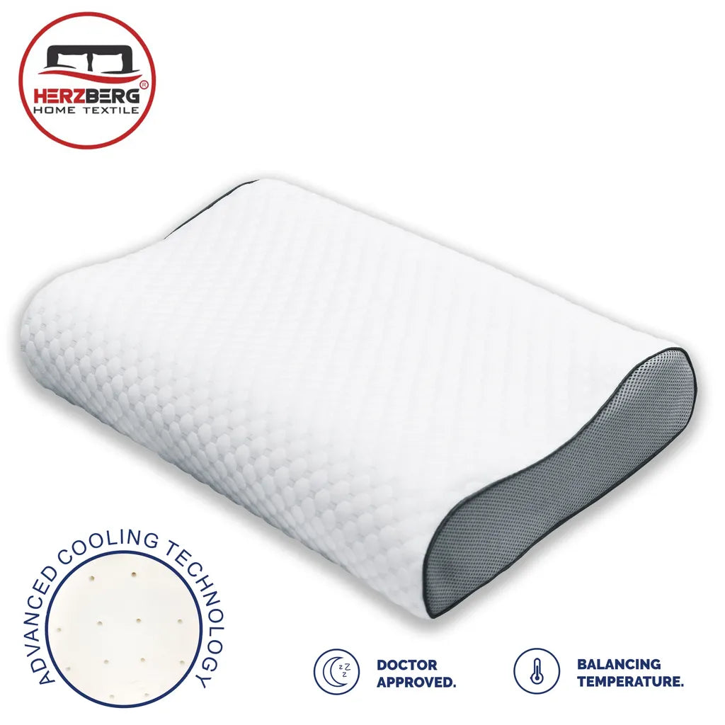 Herzberg Ergonomikus  memóriahabos párna, bambusz szövet, 60x40x12/10cm, fehér