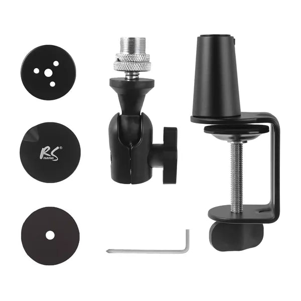 NanoRS RS421 asztali mikrofonkar 3/8”/5/8”, 1 kg, 360° forgás, fekete