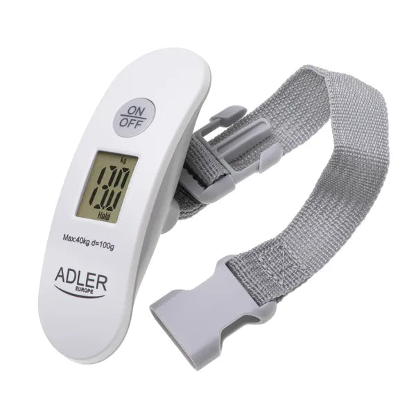 Utazó digitális poggyászmérleg 40 kg-ig, LCD kijelző, CR2032