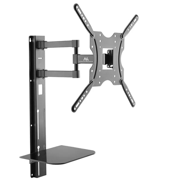 Dönthető TV falitartó üvegpolccal, 32–55”, VESA 400x400, 30 kg