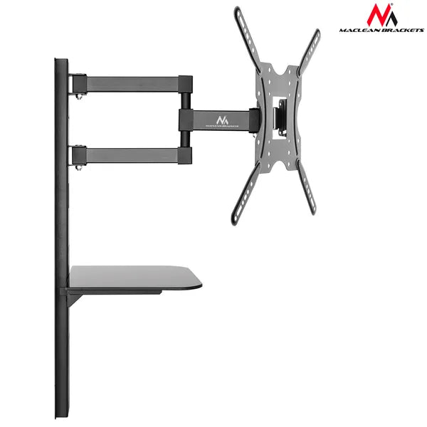 Dönthető TV falitartó üvegpolccal, 32–55”, VESA 400x400, 30 kg