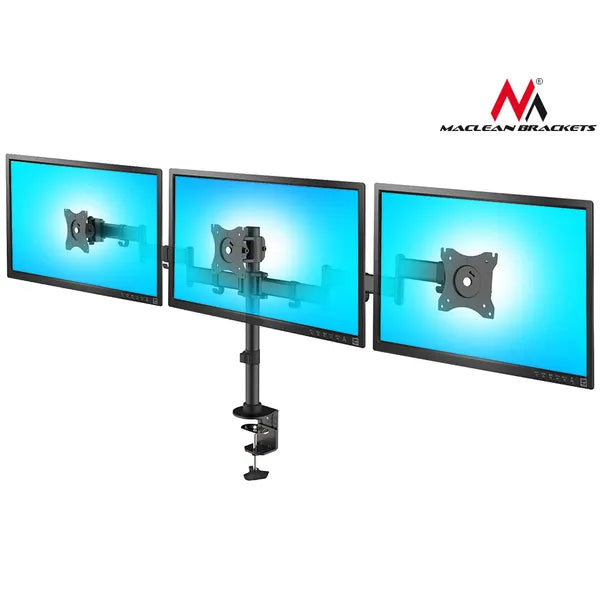 Maclean MC-691 hármas asztali monitor tartó kar 13–27″, 3×8 kg, VESA 75/100