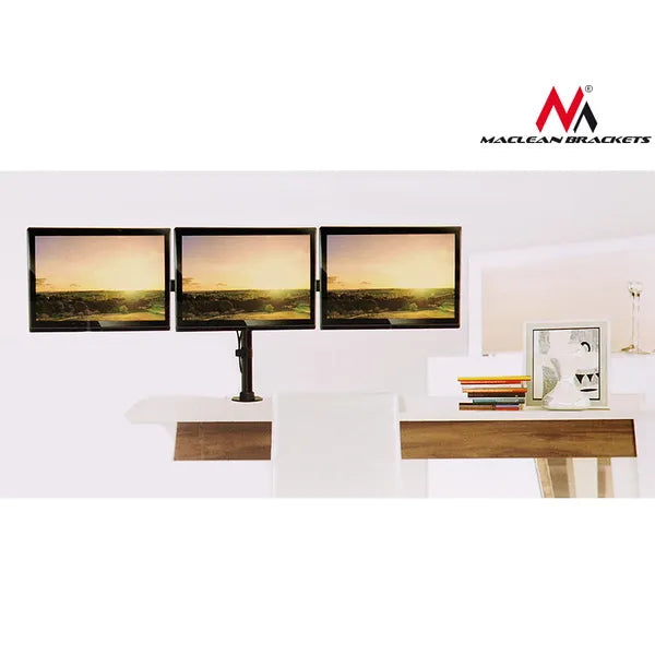 Maclean MC-691 hármas asztali monitor tartó kar 13–27″, 3×8 kg, VESA 75/100