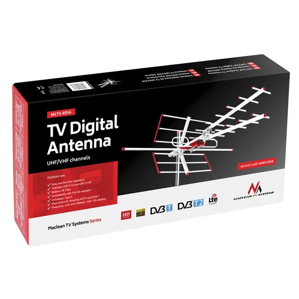 Kültéri DVB-T2 HEVC antenna LTE szűrővel, VHF/UHF, 100 dBµV