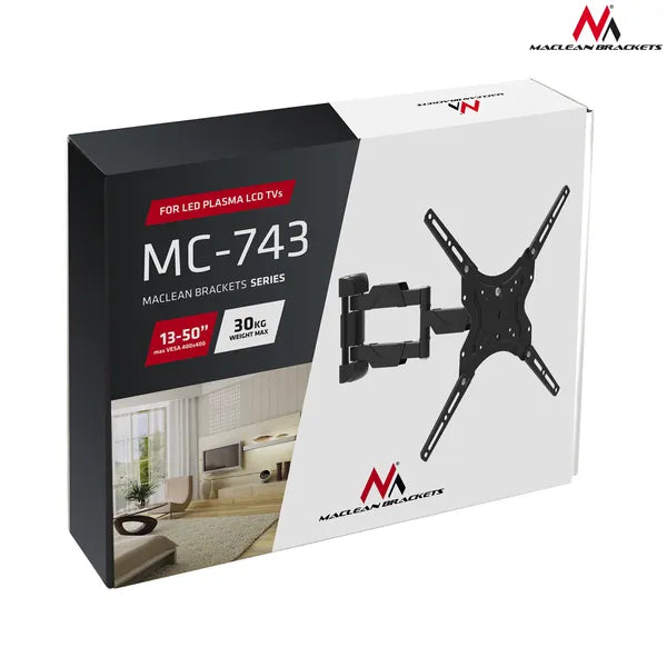 Maclean MC-743 fali TV/monitor tartó, 13–65″, 30 kg, dönthető