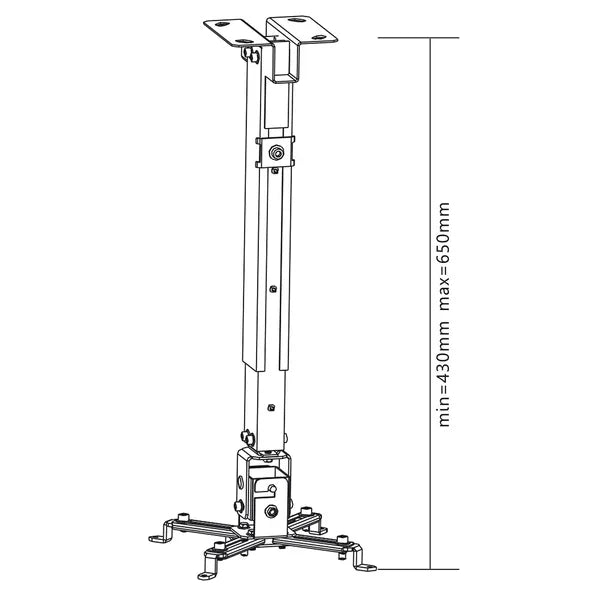 Projektor mennyezeti tartó, állítható 43–65 cm, 20 kg teherbírás, ezüst