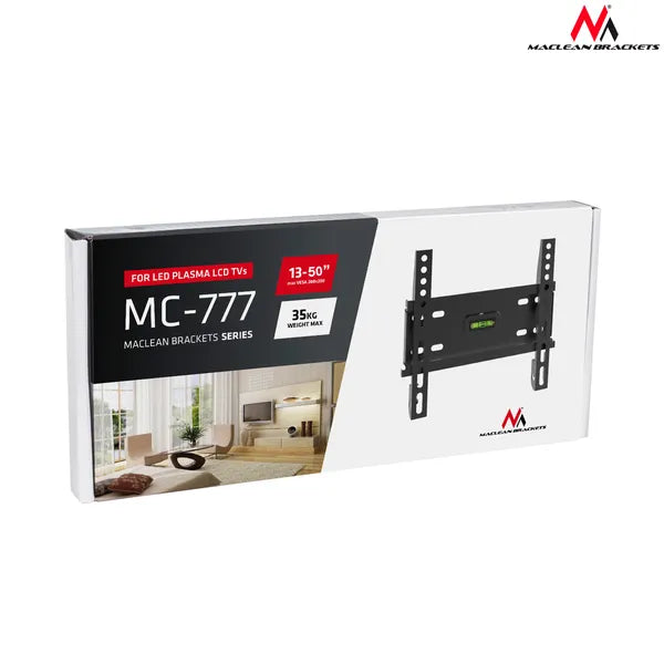 Maclean MC-777 univerzális fali TV konzol, 13–50", 35 kg, VESA 200×200, fekete