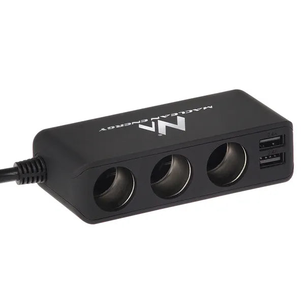 Maclean mce117 autós elosztó 3xszivargyújtó 2xusb 4.8a fekete gumírozott