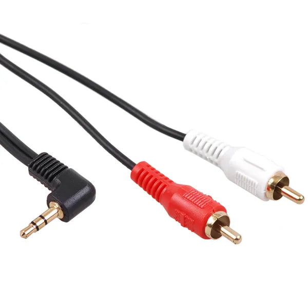 3,5 mm szögletes mini jack – 2RCA audio kábel, 3 m, fekete
