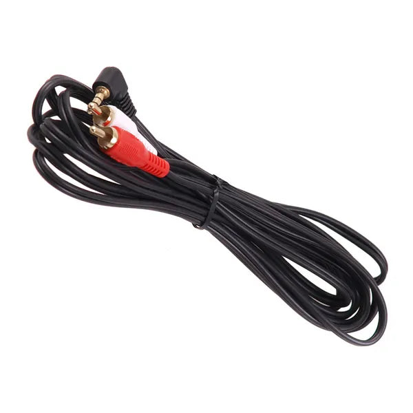 3,5 mm szögletes mini jack – 2RCA audio kábel, 3 m, fekete