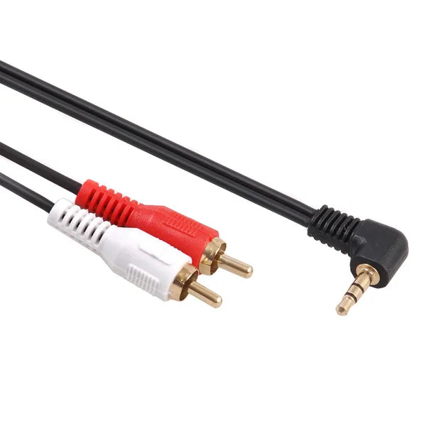 3,5 mm szögletes mini jack – 2RCA audio kábel, 3 m, fekete