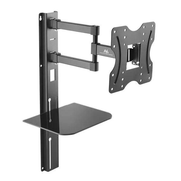 Maclean dönthető kihúzható fali TV konzol üvegpolccal 23-42″ 30 kg VESA 200×200