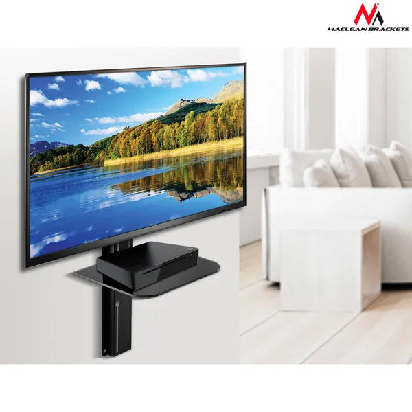 Maclean dönthető kihúzható fali TV konzol üvegpolccal 23-42″ 30 kg VESA 200×200