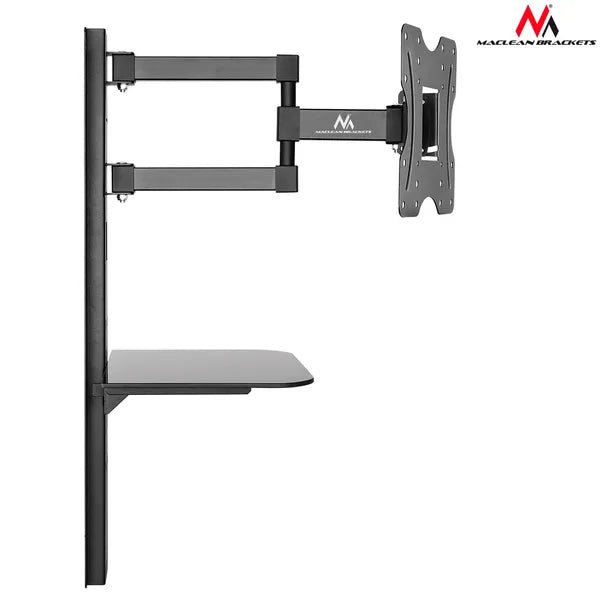 Maclean dönthető kihúzható fali TV konzol üvegpolccal 23-42″ 30 kg VESA 200×200