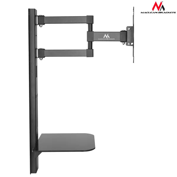 Maclean dönthető kihúzható fali TV konzol üvegpolccal 23-42″ 30 kg VESA 200×200