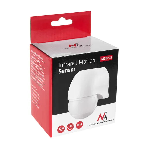 PIR mozgásérzékelő IP44, 180°, 12 m, max 1200 W terhelés – MCE203