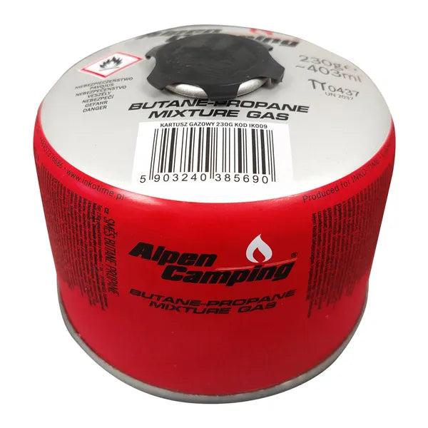 230 g propán-bután menetes gázpatron EN417, 7/16” szelep, -10°C–40°C