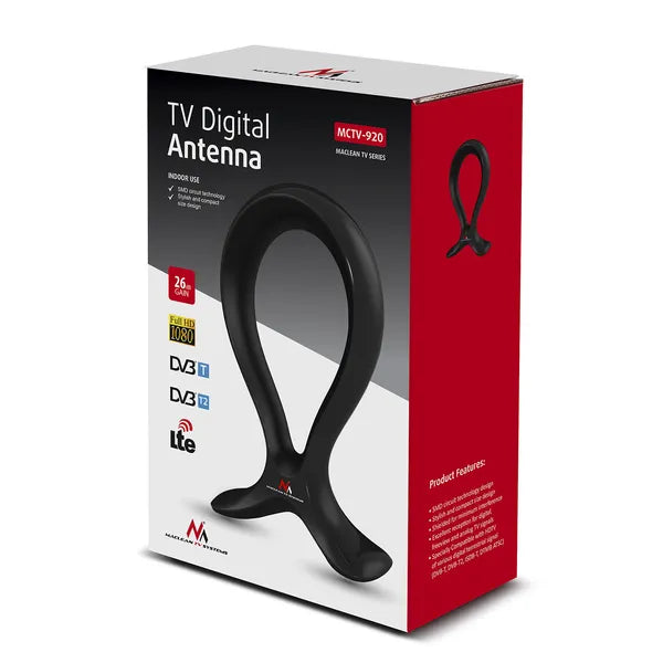 Maclean MCTV-920 beltéri DVB-T/T2 antenna LTE szűrővel, 26 dB erősítés