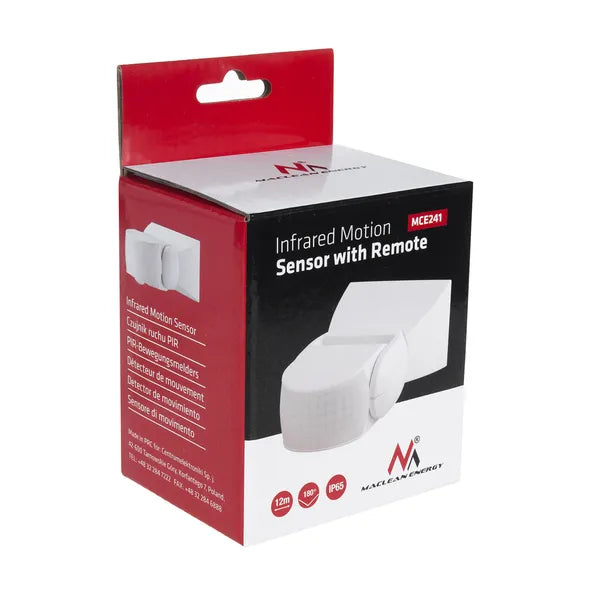 PIR mozgásérzékelő távirányítóval, IP65, 180°, 12 m, 1200 W LED