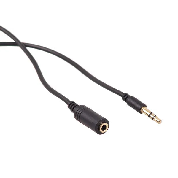 Jack 3,5 mm hosszabbító kábel dugó–aljzat, 2 m, fekete, aranyozott
