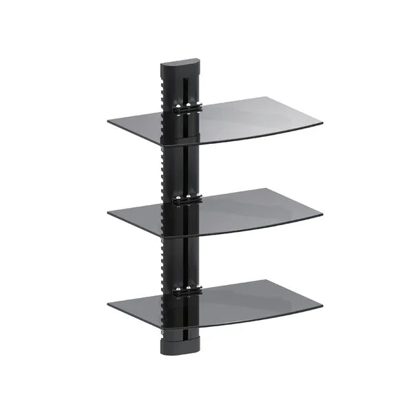 Fali triplapolc DVD/Blu-ray lejátszókhoz, 3x8 kg teher, 5 mm edzett üveg