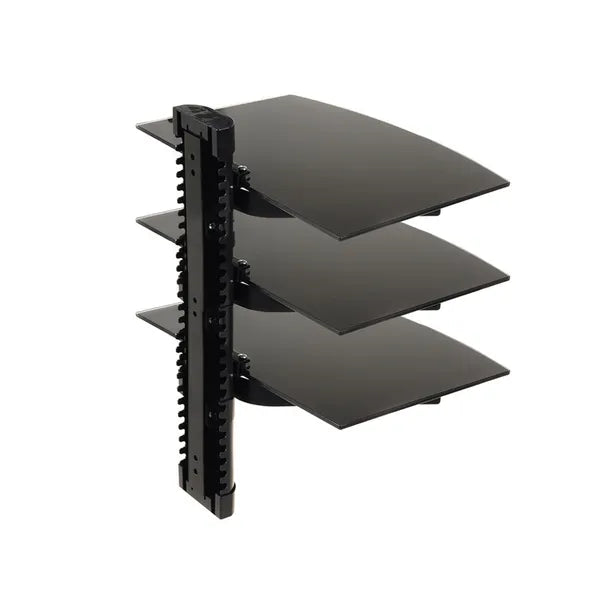 Fali triplapolc DVD/Blu-ray lejátszókhoz, 3x8 kg teher, 5 mm edzett üveg