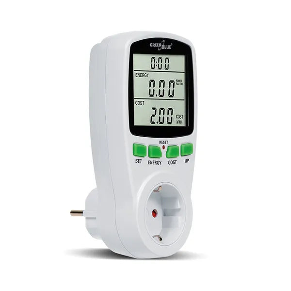 GreenBlue GB202G fogyasztásmérő wattmérő, Schuko aljzat, 16A/3600W LCD