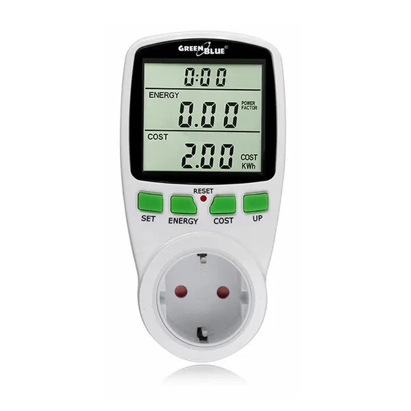 GreenBlue GB202G fogyasztásmérő wattmérő, Schuko aljzat, 16A/3600W LCD