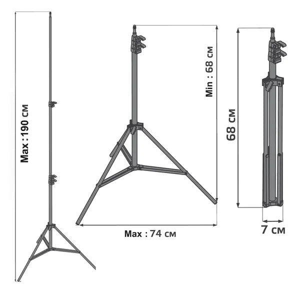 Maclean mc-163 körlámpa állvány, 62-190 cm, 3 kg, fekete