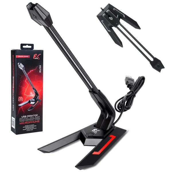 USB gaming mikrofon LED fényekkel, 1,5 m kábel, 21 dB érzékenység