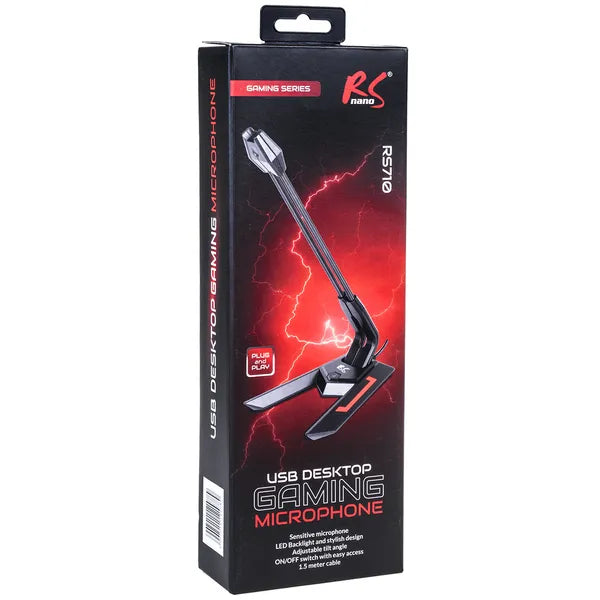USB gaming mikrofon LED fényekkel, 1,5 m kábel, 21 dB érzékenység