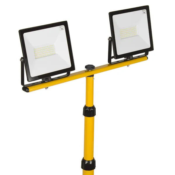Maclean mce583 dupla led állvány, sárga, 150 cm, acél