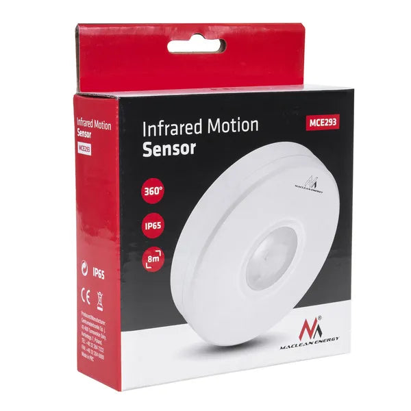 Maclean lapos kültéri 360° infravörös mozgásérzékelő, IP65, 8 m, 2000 W