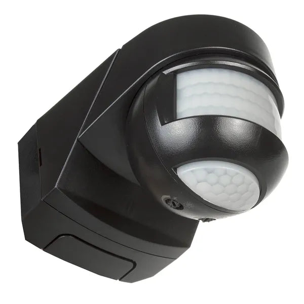 Fali PIR mozgás- és fényérzékelő 180°+360°, 2000 W, fekete