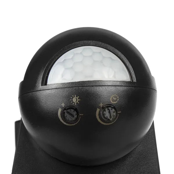 Fali PIR mozgás- és fényérzékelő 180°+360°, 2000 W, fekete