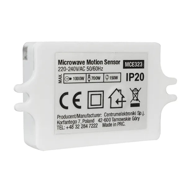 Mikrohullámú 360°-os mozgásérzékelő, IP20, 220-240 V, állítható lux/idő