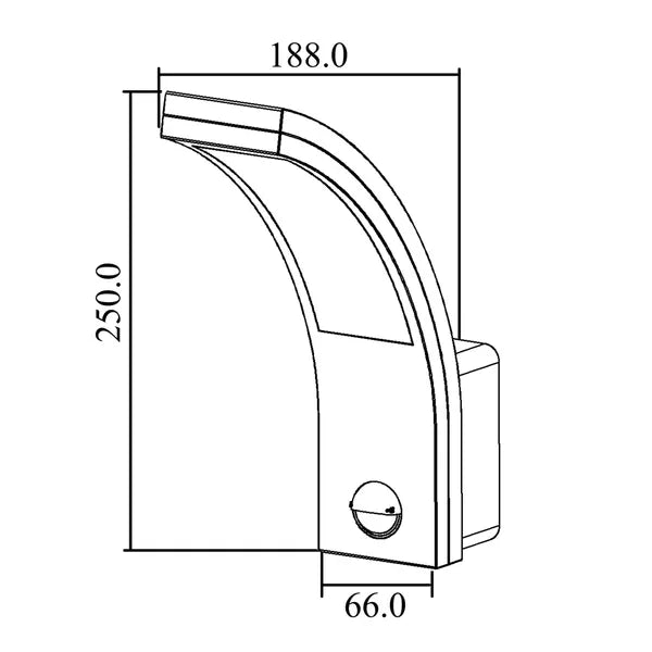 LED kültéri fali lámpa PIR mozgásérzékelővel 10W 750 lm IP54 4000K szürke