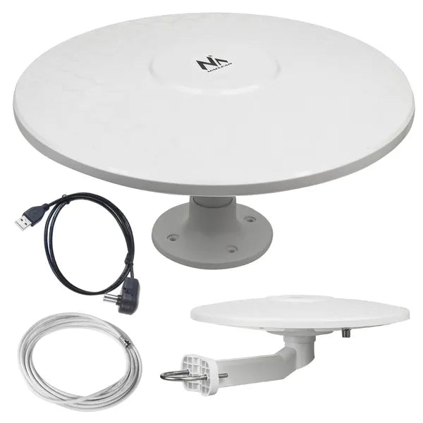 Aktív 360° DVB-T/T2 HEVC körsugárzó antenna, USB 5 V, kültéri–lakókocsi
