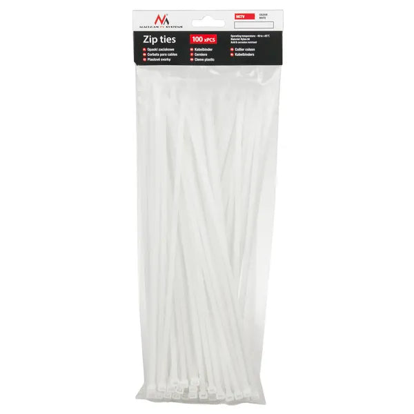 UV-álló fehér nylon kábelrögzítő kötegelő 3,6×250 mm, 100 db