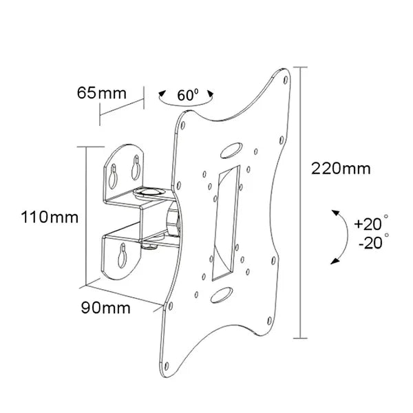 Dönthető-forgatható fali TV/monitor konzol 23–50", 30 kg, VESA 200×200