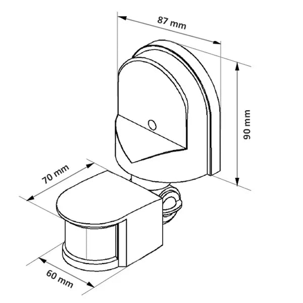 Fali PIR mozgás- és fényérzékelő 180°, IP44, 1200 W, fekete (MCE25)