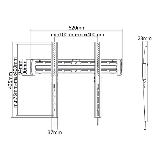 Maclean MC-643 TV fali konzol 32–55″, VESA 400×400, 30 kg, 2,8 cm