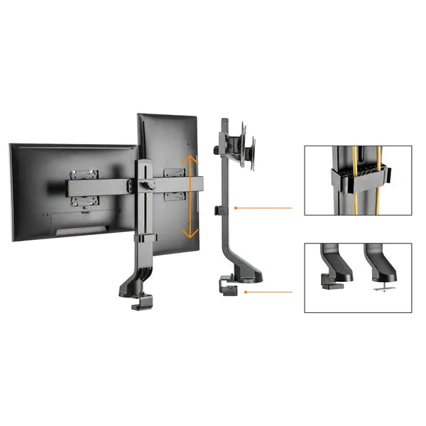 Asztali képernyőtartó két monitorhoz, VESA 75x75/100x100, 17–27", 14 kg
